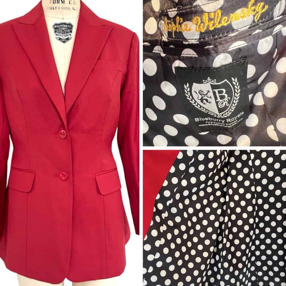 Wool jacket! RARE Bluebury Red Blazer, Size M